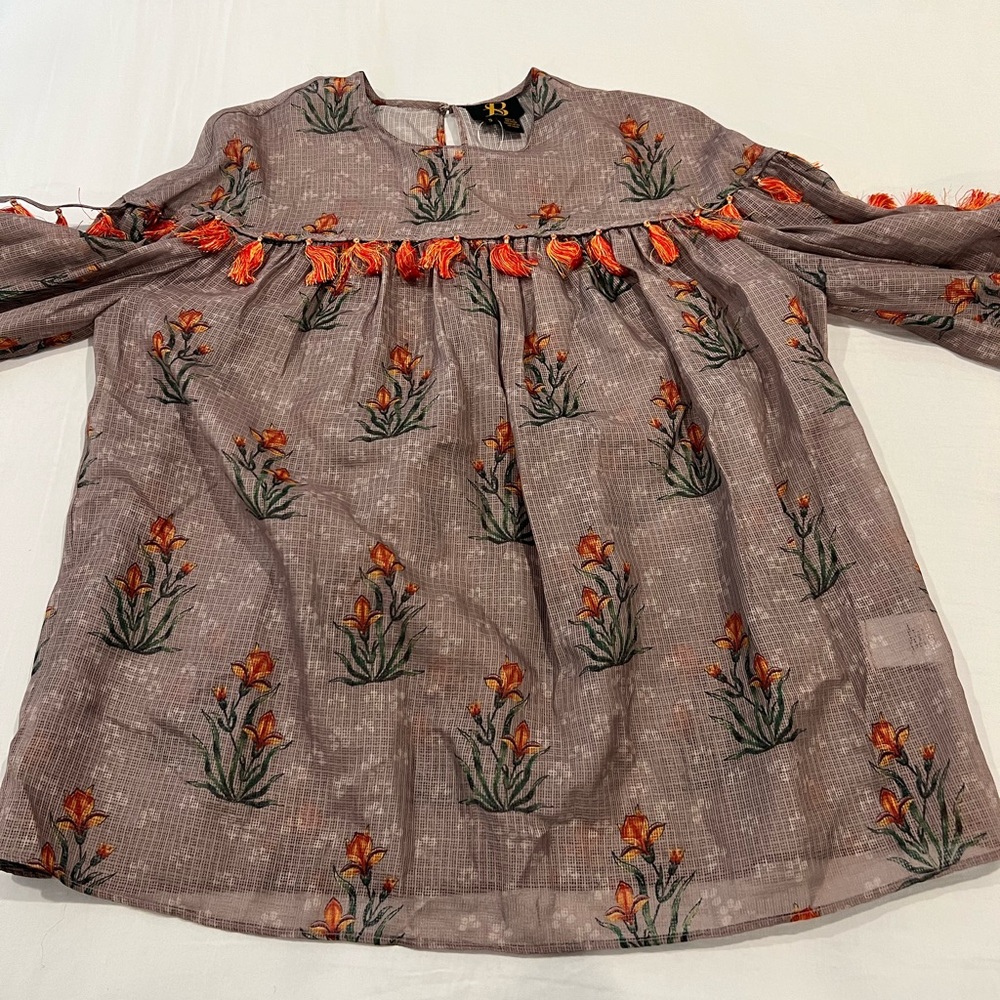 Long Sleeve Top with Tassel Detail